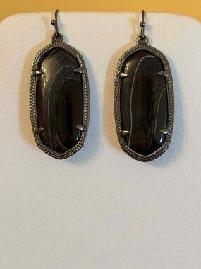 Kendra Scott Gunmetal Elle in Black Banded Agate